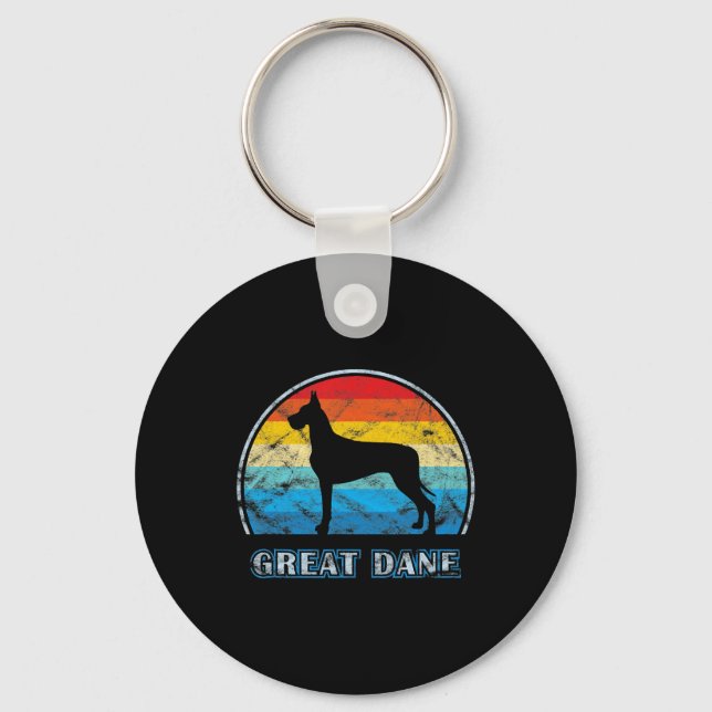 Great dane Vintage Design Hund Nyckelring (Framsida)