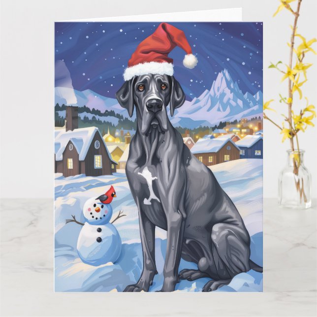 Great Dane Vinter Vonderland Julglädje  Kort (Gul blomma)