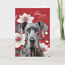 Great Dane Vita Liljor på Röd Tänker på Dig Kort