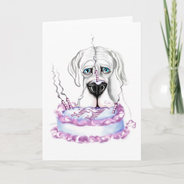 Great dane White UC Birthday Cake Kort (Framsida)
