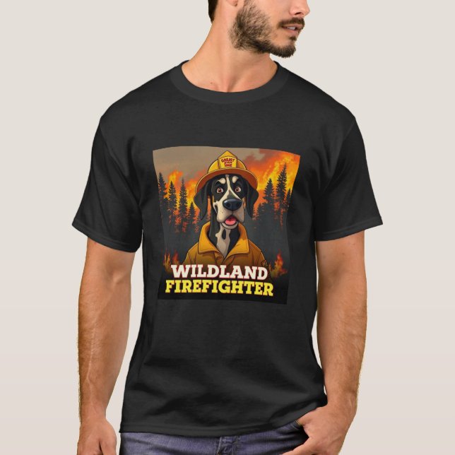 Great dane Wildland Firefighter T Shirt (Framsida)