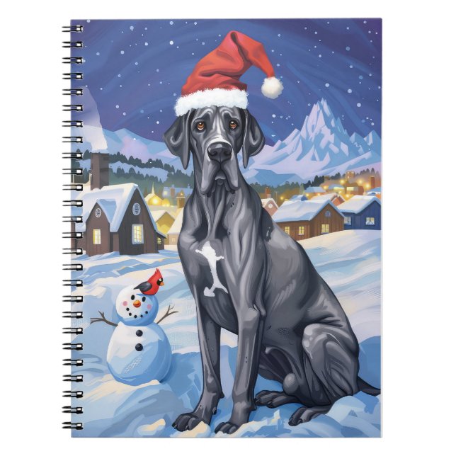 Great dane Winter Wonderland jul Joy Anteckningsbok (Framsidan)