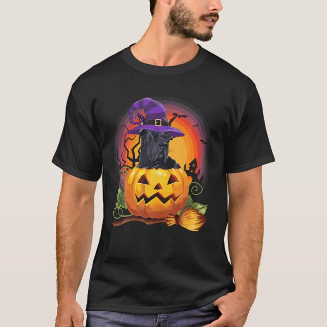 Great dane Witch Pumpkin Halloween Hund älskare T Shirt (Framsida)