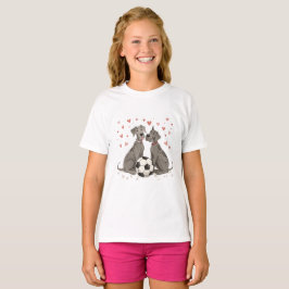 Great Dane with soccer ball for Valentine's Day T Shirt