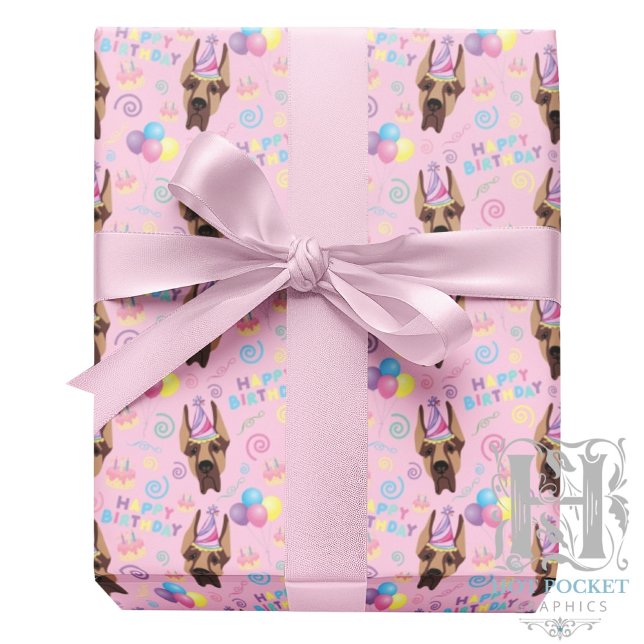 Great Dane Wrapping Paper in Pink Presentpapper (Skapare uppladdad)