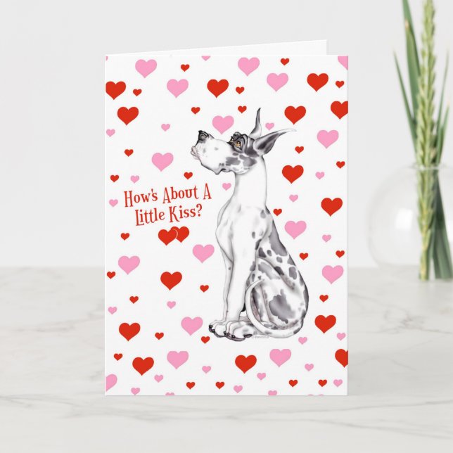 Great daneHarlequinvalentin kyss för dag Helgkort (Framsida)