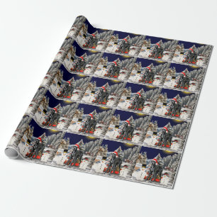 Great danehundsitta på den strandSanta hatten Presentpapper