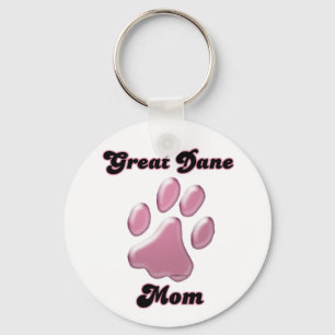 Great danemamma rosa Pawprint Keychain Nyckelring