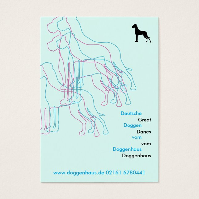 Great Danes Moderna Rosa Blå Silhuetter Visitkort (Framsidan)