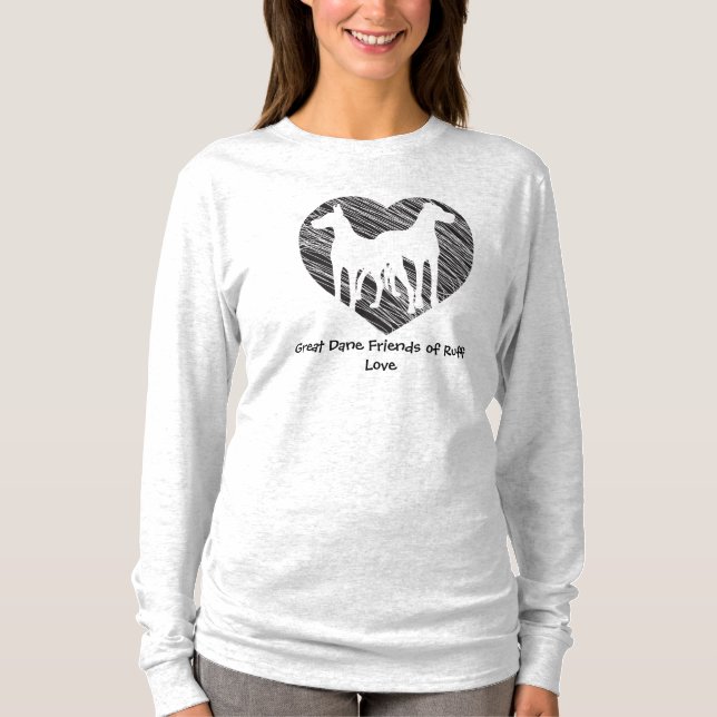 Great danevänner klottrar hjärtalogotypen t-shirt (Framsida)