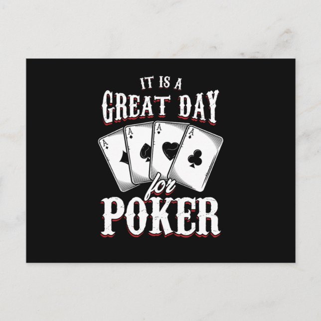 Great Day For Poker Casino Cards Gambler Gift Vykort (Framsida)