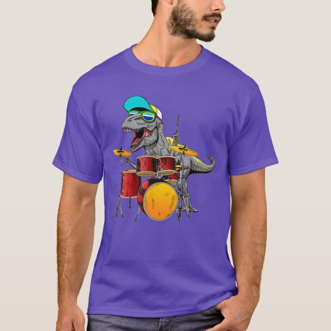 Great Dinosaurs Drums Music Playing re Design Smal T Shirt (Framsida)
