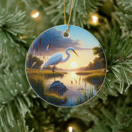 Great Egret-minne Julgransprydnad Keramik