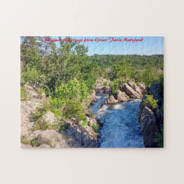 Great Falls Maryland. God Jul önskar jag/er/dig Pussel (Horisontell)