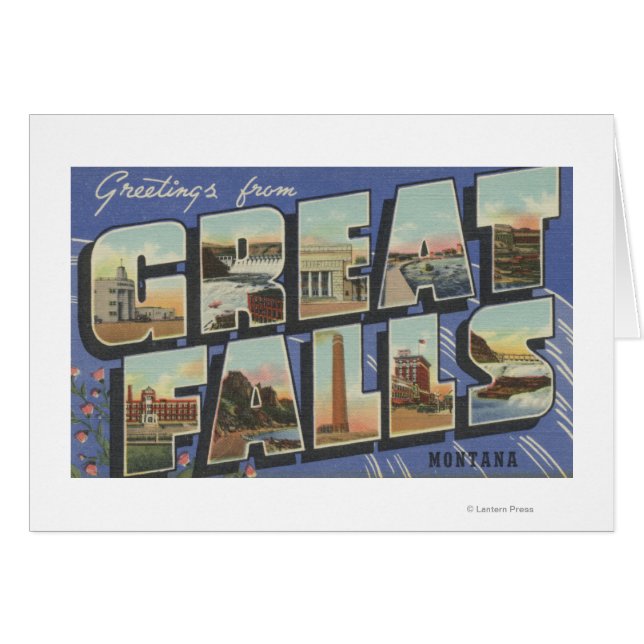 Great Falls, Montana - Stora Bokstavsscener 2 Hälsningskort (Framsidan Horizontal)