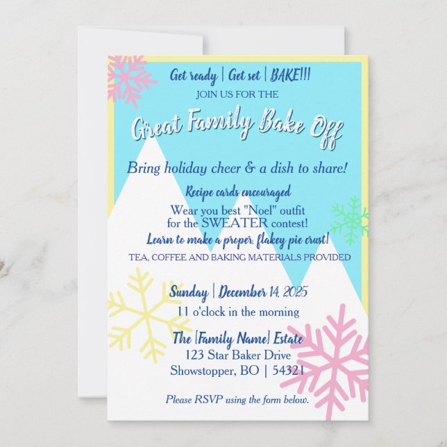 Great Family Bake Off Invitation | Pastel Inbjudningar (Framsida)
