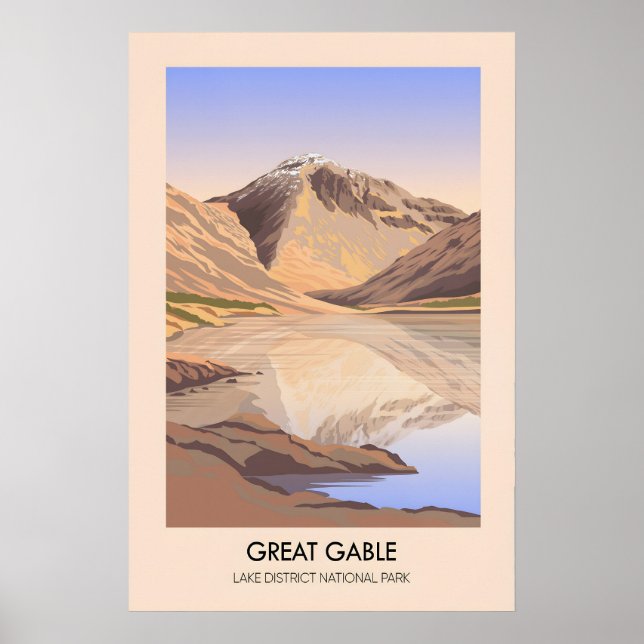 Great Gable Mountain Lake District Resemålning Pos Poster (Framsidan)