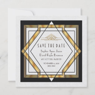 Great Gatsby Guld Vit Art Deco Spara Datumet
