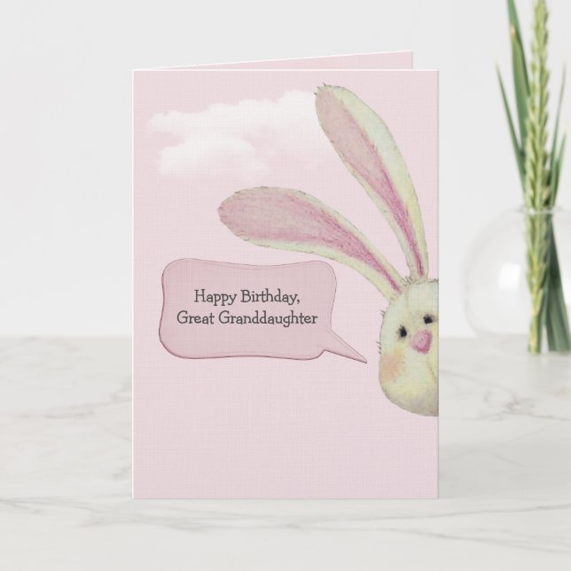 Great Granddaughter Birthday Bunny On Pink Kort (Framsida)
