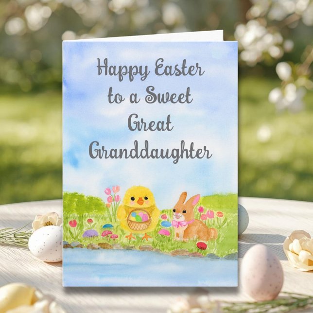 Great Granddaughter Happy Easter Baby Chick  Kort (Skapare uppladdad)