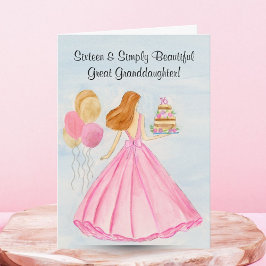 Great Granddaughter Sweet 16 Birthday Cake Girl  Kort