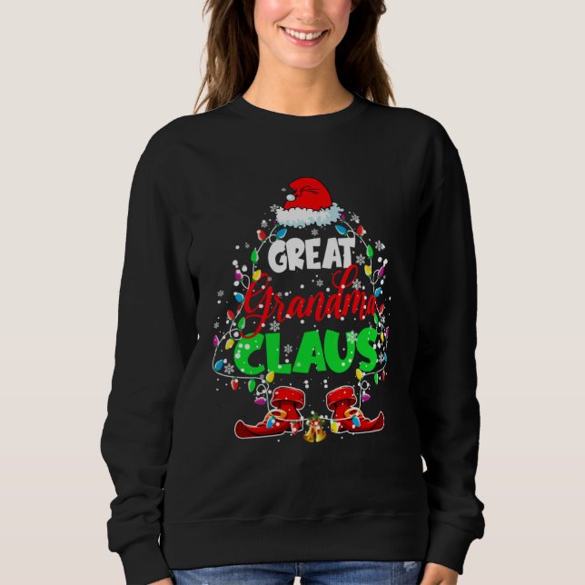 Great Grandma Claus Christmas Tree Xmas Lights San T Shirt (Framsida)