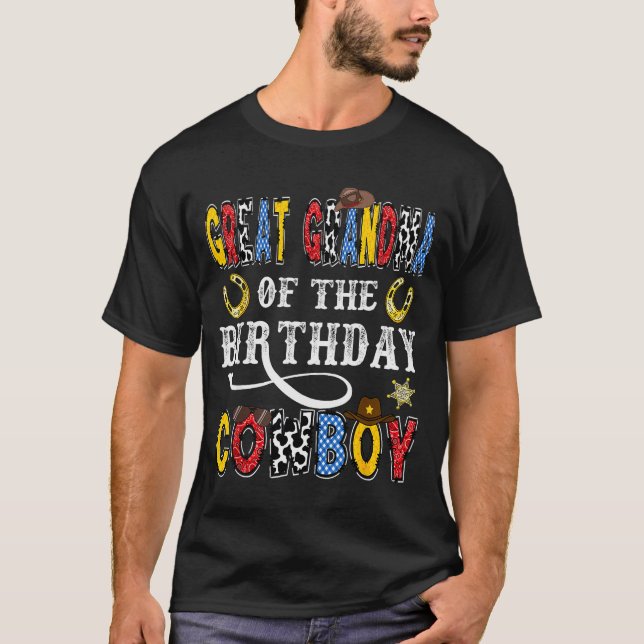 Great Grandma Of The Birthday Cowboy Western Rodeo T Shirt (Framsida)