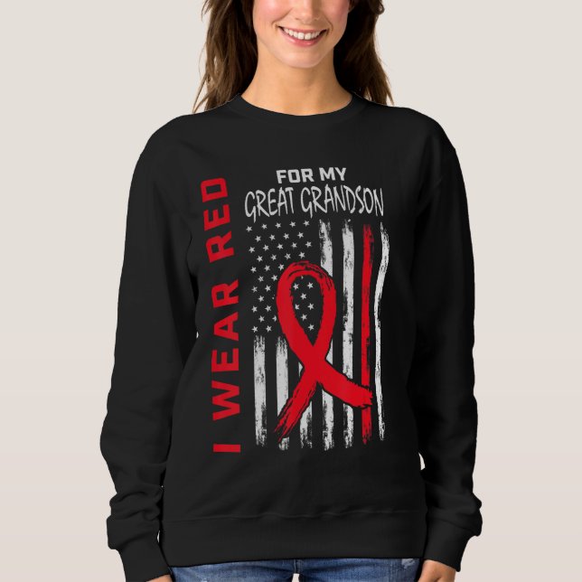 Great Grandson Heart Disease Awareness Flag Matchi T Shirt (Framsida)