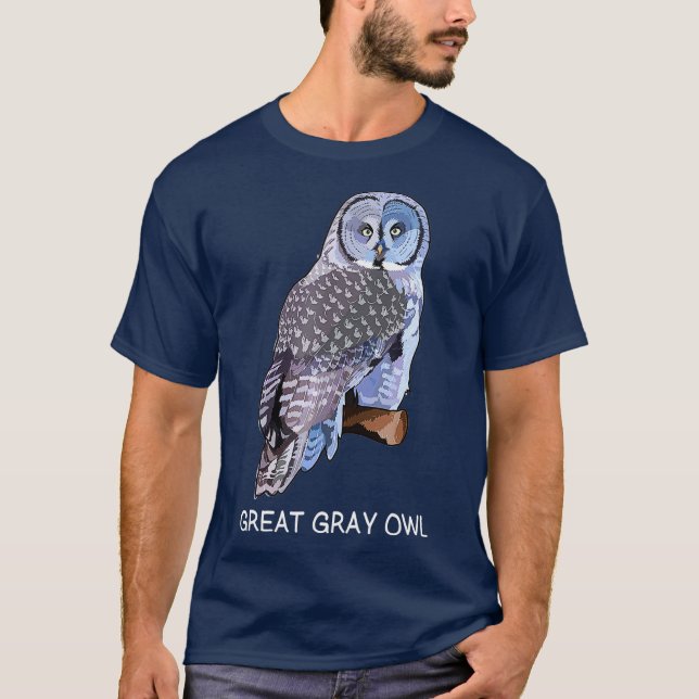 Great Gray Owl Bird Lover T Shirt (Framsida)