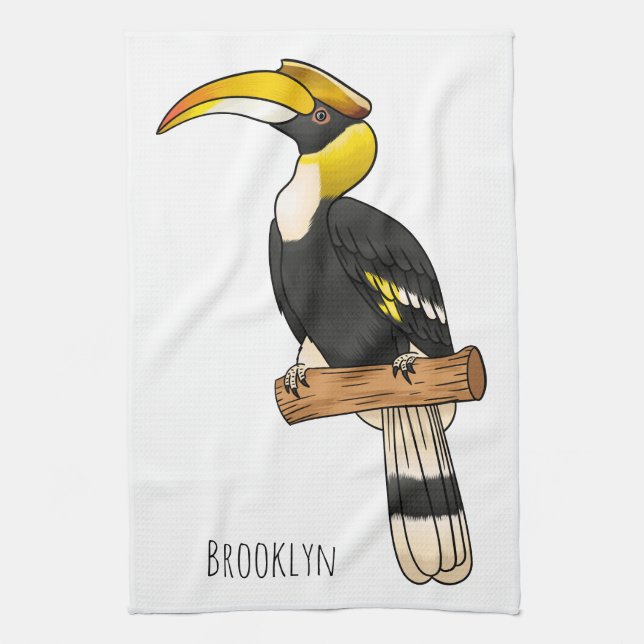 Great hornbill bird cartoon illustration  kökshandduk (Vertikal)