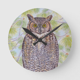 Great Horned Owl Rund Klocka
