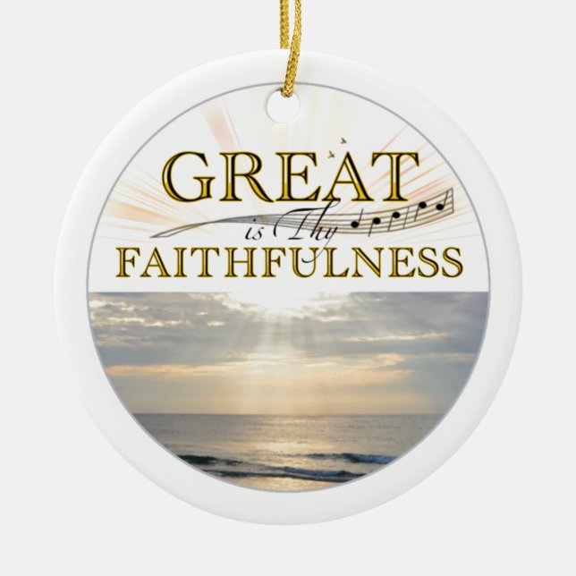 "Great Is Thy Faithfulness" KJV Scripture quote Julgransprydnad Keramik (Framsidan)