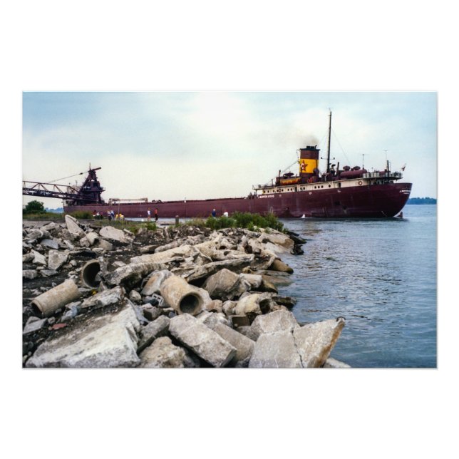 Great Lakes freighter J. Burton Ayers circa 1980 Fototryck (Framsidan)