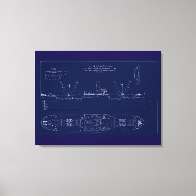 Great Lakes Freighter Lake Fernando Blueprint Canvastryck (Framsida)