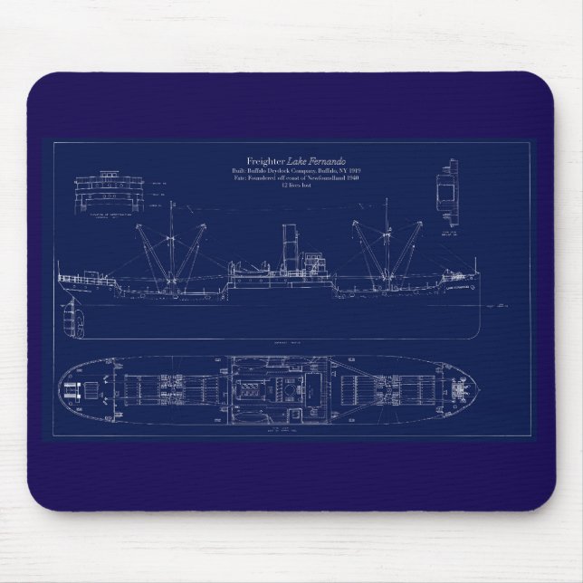 Great Lakes Freighter Lake Fernando Blueprint Musmatta (Framsidan)