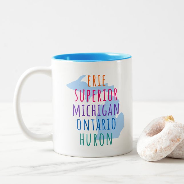 Great Lakes Simple Text Mitten State Coffee Mug Två-Tonad Mugg (Med munk)
