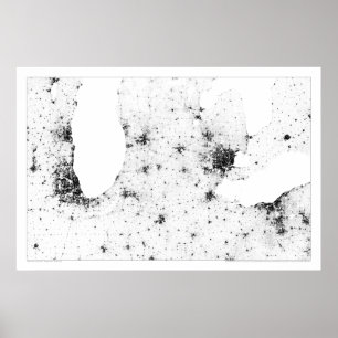 Great Lakes stadsfolkräkning Dotmap Poster
