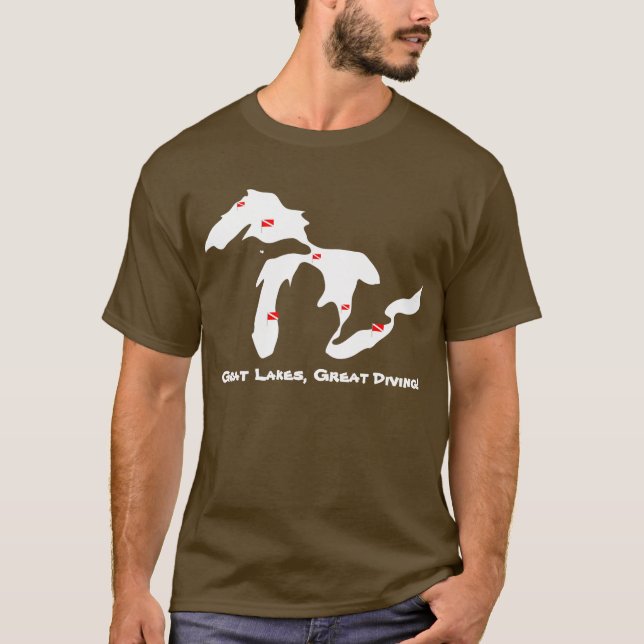Great Lakes underbar dykning - mörk Tee Shirt (Framsida)
