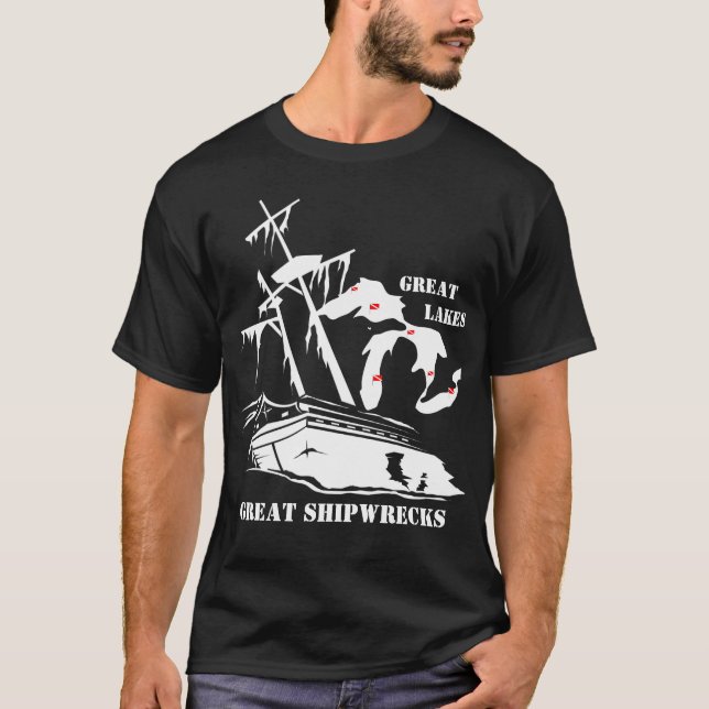 Great Lakes underbara Shipwrecks. T-shirt (Framsida)