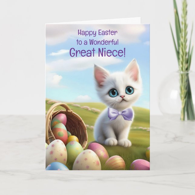Great Niece Happy Easter Cute Kitten Kort (Framsida)