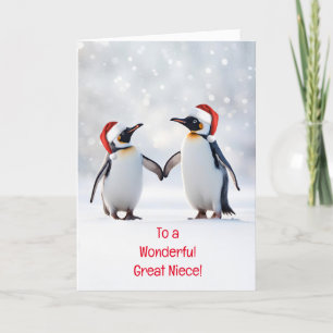 Great Niece Happy Holidays Cute julpenguins Kort