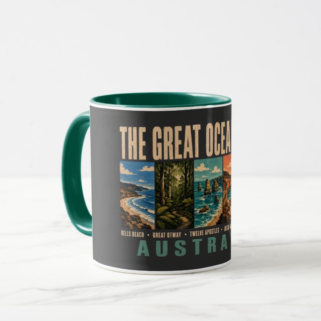 Great Ocean Road Australia Landmarks Illustration Mugg (Framsida vänster)