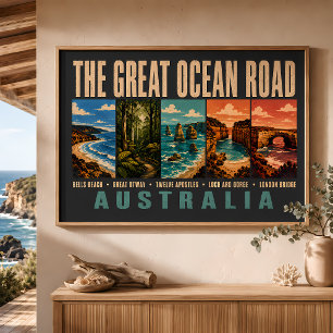 Great Ocean Road Australien Landmärken Illustratio Poster