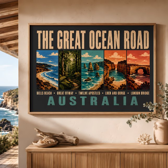 Great Ocean Road Australien Landmärken Illustratio Poster (Skapare uppladdad)