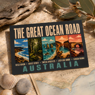 Great Ocean Road Australien Landmärken Illustratio Vykort