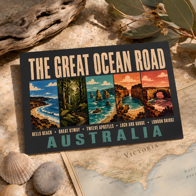Great Ocean Road Australien Landmärken Illustratio Vykort (Skapare uppladdad)