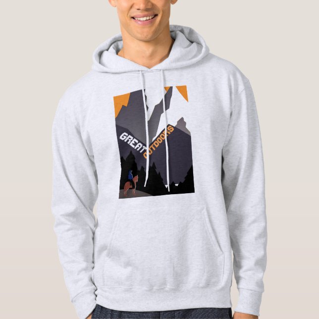 Great Outdoors Retro Montana Travel Advert Art Hoodie (Framsida)