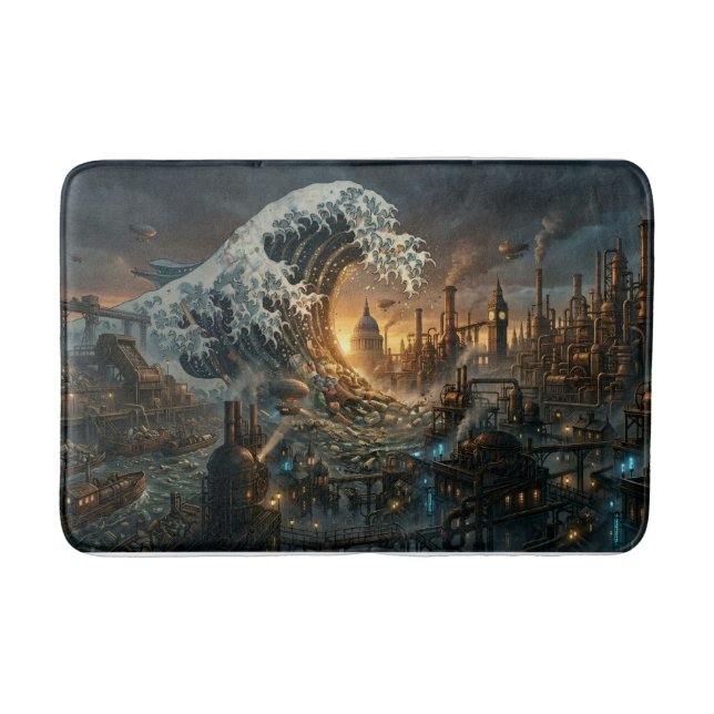 Great Plastic Trash Wave - Steampunk Bath Mat Badrumsmatta (Framsidan)