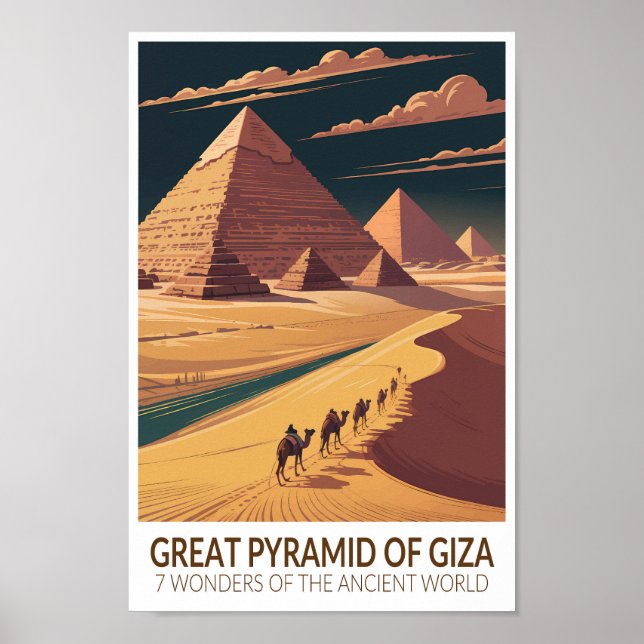 Great Pyramid of Giza Seven Wonders of the World Poster (Framsidan)