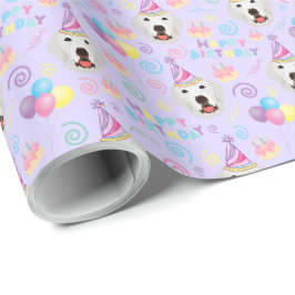 Great Pyrenees Birthday Gift Wrapping Paper Purple Presentpapper